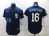 Wholesale Cheap Men's Kansas City Royals #16 Andrew Benintendi Number 2022 Navy Blue City Connect Cool Base Stitched Jersey