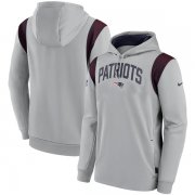 Wholesale Cheap Mens New England Patriots Gray Sideline Stack Performance Pullover Hoodie