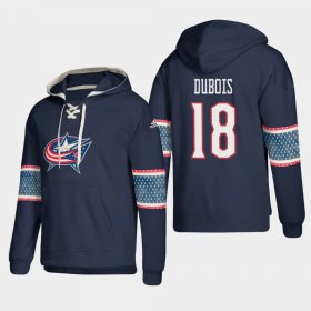 Wholesale Cheap Columbus Blue Jackets #18 Pierre-Luc Dubois Blue adidas Lace-Up Pullover Hoodie