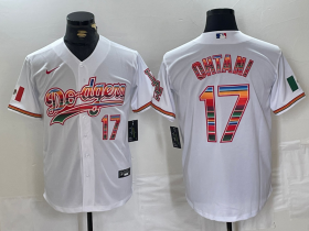 Wholesale Cheap Men\'s Los Angeles Dodgers #17 Shohei Ohtani White Mexico Cool Base Stitched Jersey