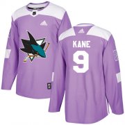 Wholesale Cheap Adidas Sharks #9 Evander Kane Purple Authentic Fights Cancer Stitched NHL Jersey