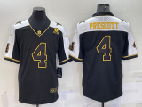 Wholesale Cheap Men's Dallas Cowboys #4 Dak Prescott Black Gold Thanksgiving With Patch Stitched Jersey