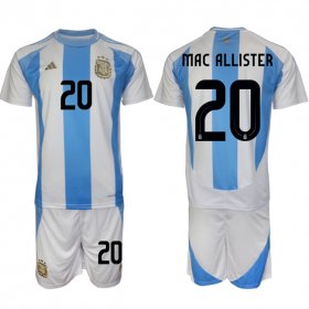 Cheap Men\'s Argentina #20 Alexis Mac Allister White Blue 2024-25 Home Soccer Jersey Suit