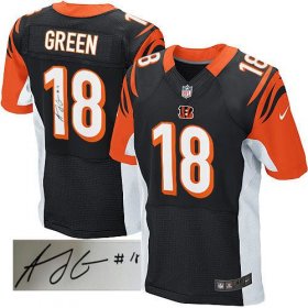 Wholesale Cheap Nike Bengals #18 A.J. Green Black Team Color Men\'s Stitched NFL Elite Autographed Jersey