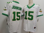 Cheap Men's Oregon Ducks #15 Tez Johnson White 2024 FUSE College Football Jersey