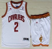 Wholesale Cheap Cleveland Cavaliers 2 Kyrie Irving White Revolution 30 Swingman Jerseys Shorts NBA Suits