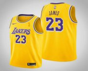 Wholesale Cheap Men's Los Angeles Lakers #23 LeBron James 2020 NBA Finals Champions Icon Yellow Jersey