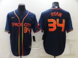 Wholesale Cheap Men's Houston Astros #34 Nolan Ryan Number 2022 Navy Blue City Connect Cool Base Stitched Jersey