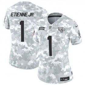 Cheap Women\'s Jacksonville Jaguars #1 Travis Etienne Jr. 2024 F.U.S.E Arctic Camo Salute To Service Limited Stitched Football Jersey(Run Small)