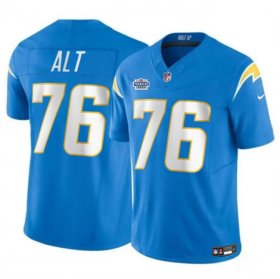 Men\'s Los Angeles Chargers #76 Joe Alt Light Blue 2024 With Dradt Patch Vapor Limited Stitched Football Jersey