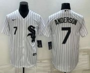 Cheap Men's Chicago White Sox #7 Tim Anderson White Cool Base Stitched Jersey