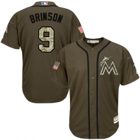 Wholesale Cheap marlins #9 Lewis Brinson Green Salute to Service Stitched MLB Jersey