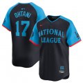 Cheap Men's National League #17 Shohei Ohtani Navy 2024 All-Star Limited Stitched Baseball Jersey