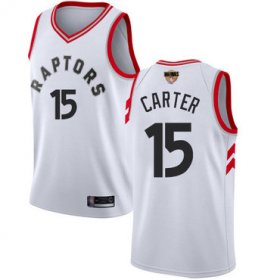 Wholesale Cheap Raptors #15 Vince Carter White 2019 Finals Bound Women\'s Basketball Swingman Association Edition Jersey