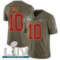 Wholesale Cheap Nike Chiefs #10 Tyreek Hill Olive Super Bowl LIV 2020 Youth Stitched NFL Limited 2017 Salute To Service Jersey