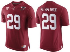 Wholesale Cheap Men\'s Alabama Crimson Tide #29 Minkah Fitzpatrick Red 2017 Championship Game Patch Stitched CFP Nike Limited Jersey