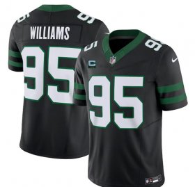 Cheap Men\'s New York Jets #95 Quinnen Williams Black 2024 F.U.S.E. With 2-Star C Patch Vapor Limited Stitched Jersey