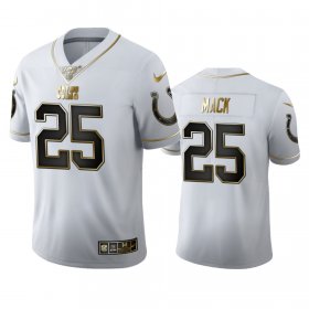 Wholesale Cheap Indianapolis Colts #25 Marlon Mack Men\'s Nike White Golden Edition Vapor Limited NFL 100 Jersey