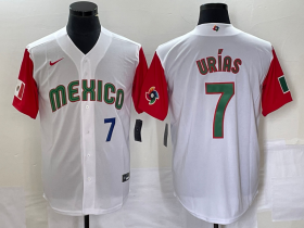 Wholesale Cheap Men\'s Mexico Baseball #7 Julio Urias Number 2023 White Red World Classic Stitched Jersey49