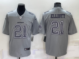 Wholesale Men's Dallas Cowboys #21 Ezekiel Elliott LOGO Grey Atmosphere Fashion 2022 Vapor Untouchable Stitched Nike Limited Jersey