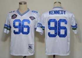 Wholesale Cheap Mitchell And Ness Hall of Fame 2012 Seahawks #96 Cortez Kennedy White Stitched Throwback NFL Jersey