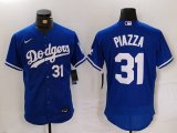 Cheap Men's Los Angeles Dodgers #31 Mike Piazza Number Blue Flex Base Stitched Baseball Jerseys