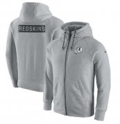 Wholesale Cheap Men's Washington Redskins Nike Ash Gridiron Gray 2.0 Full-Zip Hoodie