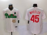 Cheap Men's Philadelphia Phillies #45 Zack Wheeler White Green Cool Base Stitched Jerseys