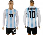 Wholesale Cheap Argentina #10 Maradona Home Long Sleeves Soccer Country Jersey