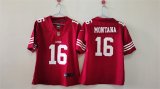 Cheap Women's San Francisco 49ers #16 Joe Montana Red Vapor Football Stitched Jersey(Run Small)