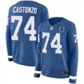 Wholesale Cheap Nike Colts #74 Anthony Castonzo Royal Blue Team Color Women's Stitched NFL Limited Therma Long Sleeve Jersey