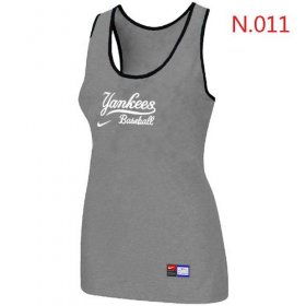 Wholesale Cheap Women\'s Nike New York Yankees Tri-Blend Racerback Stretch Tank Top Light Grey