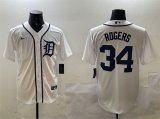 Cheap Men's Detroit Tigers #34 Jake Rogers White Cool Base Stitched Baseball Jersey