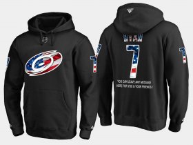 Wholesale Cheap Hurricanes #7 Derek Ryan NHL Banner Wave Usa Flag Black Hoodie