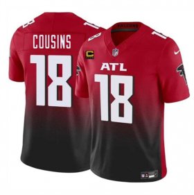 Cheap Men\'s Atlanta Falcons #18 Kirk Cousins Red Black 2024 F.U.S.E With 4-Star C Patch Vapor Untouchable Limited Stitched Football Jersey