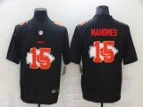 Wholesale Cheap Men's Kansas City Chiefs #15 Patrick Mahomes Black 2020 Shadow Logo Vapor Untouchable Stitched NFL Nike Limited Jersey