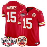 Cheap Men's Kansas City Chiefs #15 Patrick Mahomes Red F.U.S.E. 2024 AFC West Division Champions Vapor Limited Stitched Football Jersey