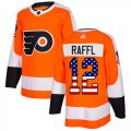 Wholesale Cheap Adidas Flyers #12 Michael Raffl Orange Home Authentic USA Flag Stitched NHL Jersey