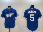 Cheap Men's Los Angeles Dodgers #5 Freddie Freeman Blue Cool Base Jersey