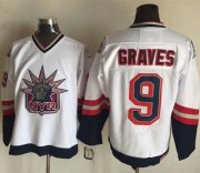 Wholesale Cheap Rangers #9 Adam Graves White CCM Statue of Liberty Stitched NHL Jersey