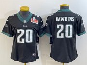 Women's Philadelphia Eagles #20 Brian Dawkins Black 2025 Super Bowl LIX Patch Vapor Untouchable Limited Stitched Football Jersey(Run Small)