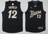 Wholesale Cheap Men's Milwaukee Bucks #12 Jabari Parker adidas Black 2016 Christmas Day Stitched NBA Swingman Jersey