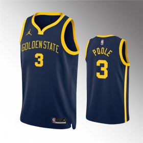 Wholesale Cheap Men\'s Golden State Warriors #3 Jordan Poole Navy Statement EditionStitched Jersey