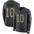 Wholesale Cheap Nike Chargers #10 Justin Herbert Anthracite Salute to Service Men's Stitched NFL Limited Therma Long Sleeve Jersey