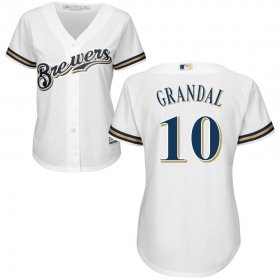 Wholesale Cheap Brewers #10 Yasmani Grandal White Women\'s Home Cool Base Stitched MLB Jersey