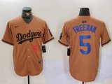 Cheap Men's Los Angeles Dodgers #5 Freddie Freeman Number Olive Cool Base Limited Stitched Jersey