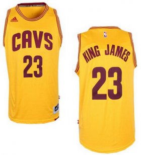 Wholesale Cheap Men\'s Cleveland Cavaliers #23 King James Nickname Revolution 30 Swingman 2014 New Yellow Jersey -Printed !!