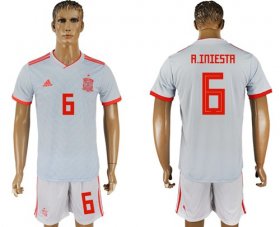 Wholesale Cheap Spain #6 A.Iniesta Away Soccer Country Jersey