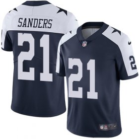 Wholesale Cheap Nike Cowboys #21 Deion Sanders Navy Blue Thanksgiving Men\'s Stitched NFL Vapor Untouchable Limited Throwback Jersey