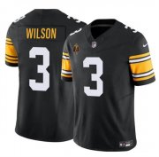 Cheap Men's Pittsburgh Steelers #3 Russell Wilson Black 2024 F.U.S.E. With Walter Payton Patch Vapor Untouchable Limited Football Stitched Jersey